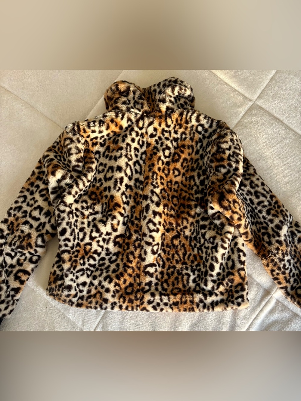 Nine West Leopard Print Faux-Fur Teddy Jacket - Brown, Black, Cream - Picture 8 of 9